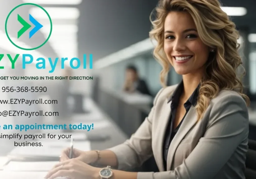 A woman sitting at her desk in an office.